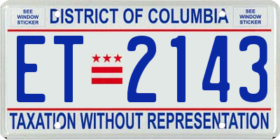 DC license plate ET2143