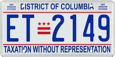 DC license plate ET2149