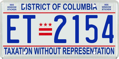 DC license plate ET2154