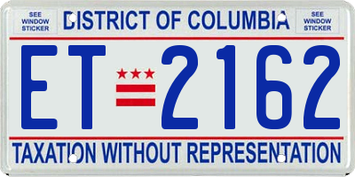 DC license plate ET2162