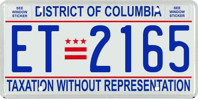 DC license plate ET2165