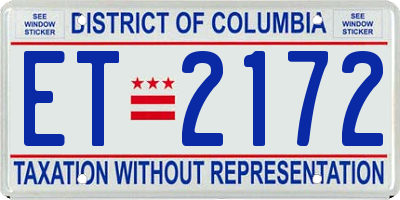 DC license plate ET2172