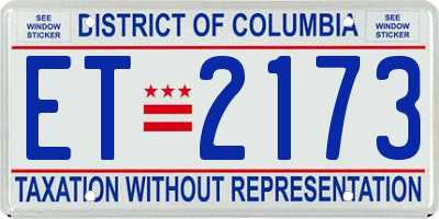 DC license plate ET2173
