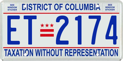 DC license plate ET2174