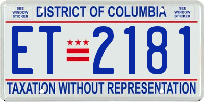 DC license plate ET2181