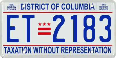 DC license plate ET2183