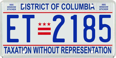 DC license plate ET2185
