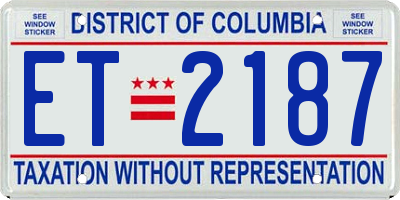DC license plate ET2187