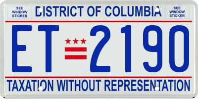 DC license plate ET2190