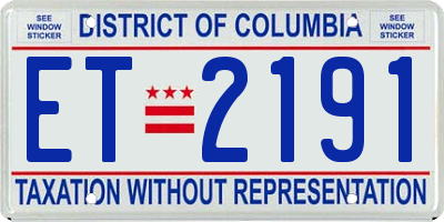 DC license plate ET2191