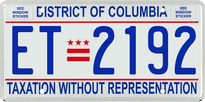 DC license plate ET2192