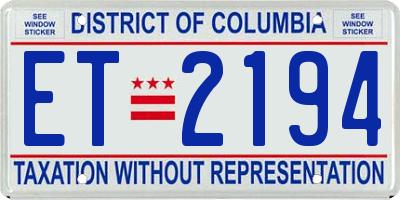 DC license plate ET2194