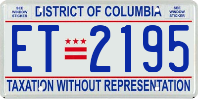 DC license plate ET2195