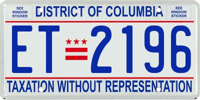 DC license plate ET2196