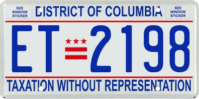 DC license plate ET2198