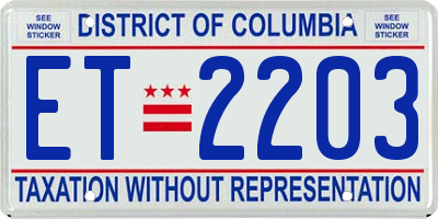 DC license plate ET2203