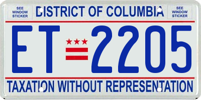 DC license plate ET2205