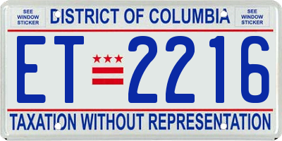 DC license plate ET2216