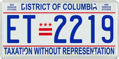 DC license plate ET2219