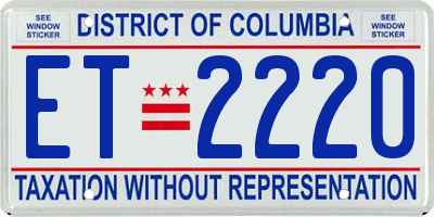 DC license plate ET2220