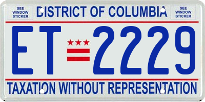 DC license plate ET2229