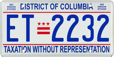 DC license plate ET2232
