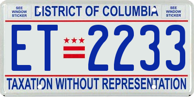DC license plate ET2233