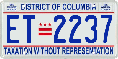 DC license plate ET2237