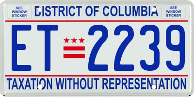 DC license plate ET2239