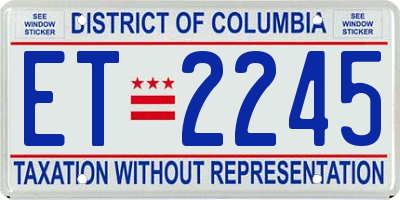 DC license plate ET2245