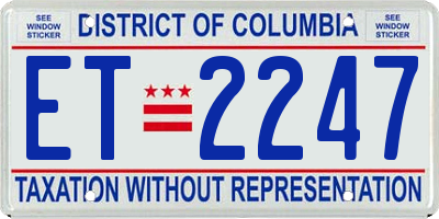 DC license plate ET2247
