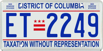 DC license plate ET2249