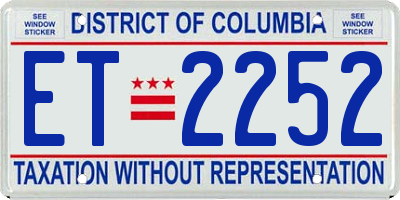 DC license plate ET2252