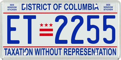 DC license plate ET2255