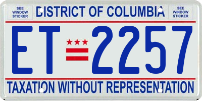 DC license plate ET2257
