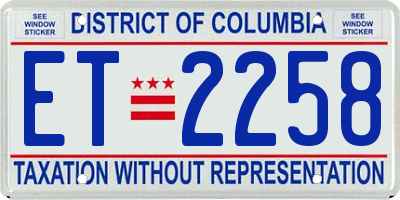DC license plate ET2258