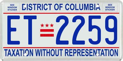 DC license plate ET2259