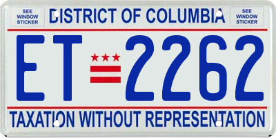 DC license plate ET2262
