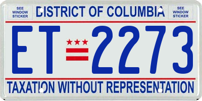 DC license plate ET2273