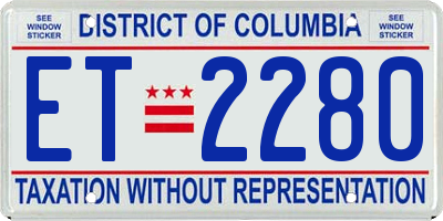 DC license plate ET2280