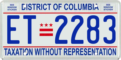 DC license plate ET2283