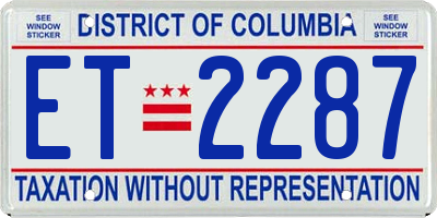 DC license plate ET2287