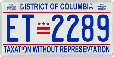 DC license plate ET2289