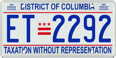 DC license plate ET2292