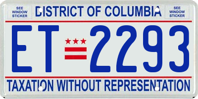 DC license plate ET2293