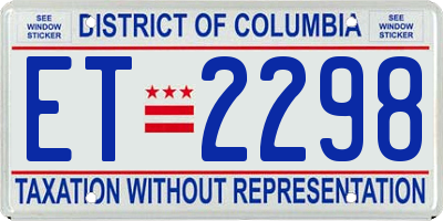 DC license plate ET2298