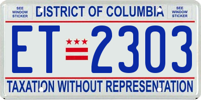 DC license plate ET2303