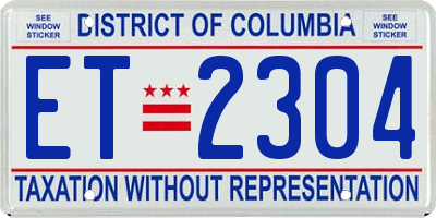 DC license plate ET2304