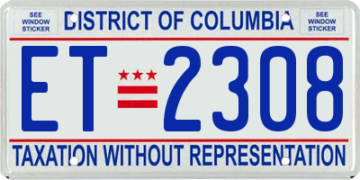 DC license plate ET2308
