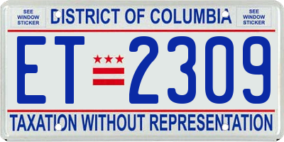 DC license plate ET2309
